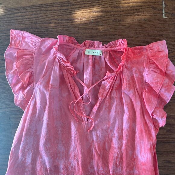 Stark X Poplin Tie Dye Dreamy Dress Ruffle Flutter Sleeve Size Small - Picture 10 of 16